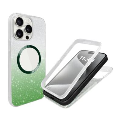 Imagem de Capa brilhante com proteção total 360° para iPhone 16, 15, 14, 13, 12, 11 Pro Max Plus, capa protetora macia com proteção magnética e carregador (para iPhone 15/3)