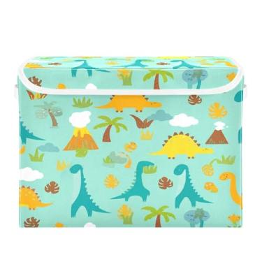 Imagem de SEHANY Cestas de armazenamento engraçadas de dinossauro com tampas, organizador de caixa de armazenamento dobrável, caixas de armazenamento de armário de tecido para roupas cobertor de escritório