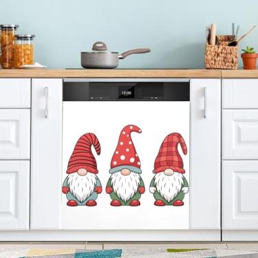 Imagem de ATTX Capa de ímã de lava-louças de gnomo de Natal, 58 cm C x 66 cm A decoração da capa frontal da máquina de lavar louça, decalques de armário doméstico e eletrodomésticos adesivos #22