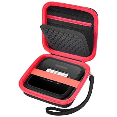 Imagem de Capa rígida para roteador NETGEAR Nighthawk M5 M6 Pro 5G Mobile Hotspot com WiFi 6 (MR5200, MR5100)/M1 Mobile Hotspot 4G LTE Router MR1100 - zíper vermelho (apenas caixa)