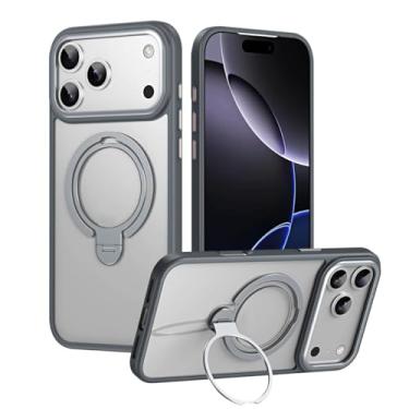 Imagem de SFDSUH Capa com suporte giratório de anel duplo fosco para iPhone 16e (para iPhone 16e/CINZA)
