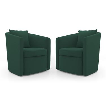 Imagem de Kit 02 Poltronas Decorativas Sala De Estar Aimê Veludo Verde Escuro - Desk Design