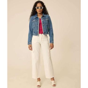 Imagem de Calça Wide Leg Feminina Sarja Cargo Marisa-88077, Bege, 34