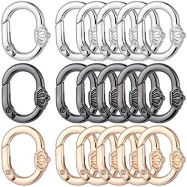 Imagem de SUNNYCLUE 1 caixa 18 peças 20 mm mosquetão clipe mola portão anéis preto branco metal coroa gatilho fechos de pressão extensor mais curto conector elos para bolsa bolsa chaveiro artesanato suprimentos