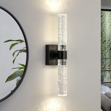 Imagem de Lâmpadas de Parede LED Lâmpada de Espelho Banheiro Arandela Moderna Nórdica Minimalista Acrílico Metal Iluminação de Parede para Sala de Estar Quarto Cabeceira Escada (Luz Branca Preta, 40 cm)