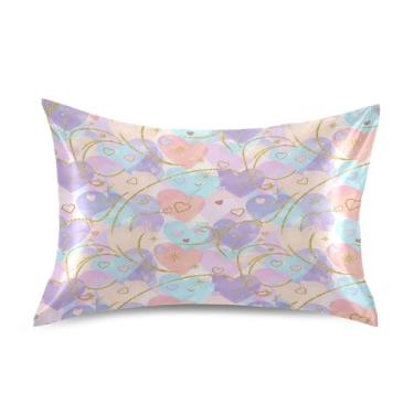 Imagem de SEHANY Capas de almofada de seda para cabelo e pele para o Dia dos Namorados, capas de almofada de cetim respiráveis macias e refrescantes com fecho de envelope, tamanho king (50,8 x 66 cm)