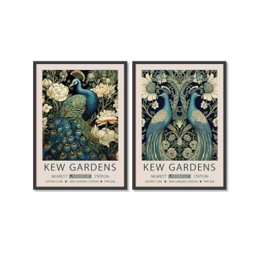 Imagem de William Morris Flower Birds Pavão Poster Kew Gardens Impressão em Tela Pintura Floral Arte de Parede Impressões Botânicas Sala de Estar Decoração de Casa (SKU6-2PCS, 16x24" = (40 x 60 cm), Moldura
