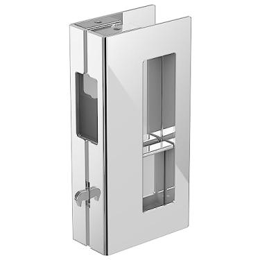 Imagem de Puxador de porta de bolso de privacidade com fechadura, maçaneta de porta deslizante de madeira para porta de espessura de 3,5 cm, substitui ferragens antigas ou danificadas