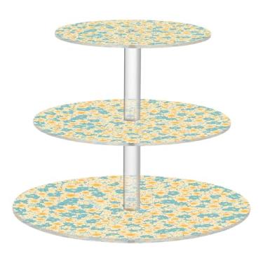Imagem de CEBUGI Suporte de cupcake de 3 camadas com flores pequenas, suporte redondo para bolo, torre, bandeja de servir em camadas de acrílico para chá, chá de bebê, casamento e mais