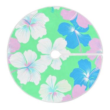 Imagem de Wassud Saia para árvore de Natal com laços seguros, tapete de árvore de Natal festivo de flor branca de 119 cm para decoração de casa e festa de ano novo