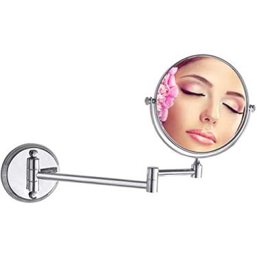 Imagem de Espelho de maquiagem com ampliação 3X extensível rotação 360, espelho redondo para banheiro espelho de barbear, espelho cosmético