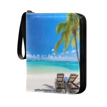 Imagem de Wassud Fichário de 4 bolsos para cartões colecionáveis de praia e palmeira comporta 400 cartões padrão, álbum TCG CCG MTG, presentes para colecionadores, meninos e meninas