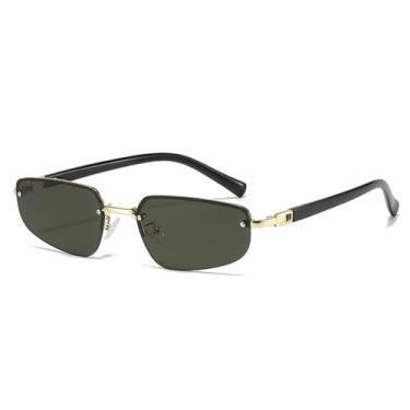 Imagem de Óculos de Sol Femininos Sem Aro, Estilo Olho de Gato, Lentes Transparentes, Proteção UV400, Ideais para Esportes ao Ar Livre, Corrida e Ciclismo, Cor Verde Escuro Dourado