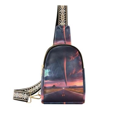 Imagem de CEBUGI Tornado pequena bolsa tiracolo feminina de couro, pochete transversal para trilhas, viagens ao ar livre