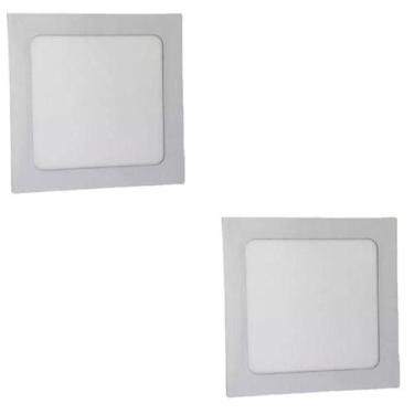 Imagem de Kit 2 Painel Led Quadrado Embutir 12w 3000k Bivolt Foxlux