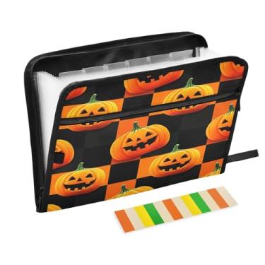 Imagem de CEBUGI Pasta expansível de 13 bolsos, impermeável, sanfonada, organizador de arquivos com etiquetas tamanho A4, organizador de documentos de papel para escola, material de escritório, Halloween