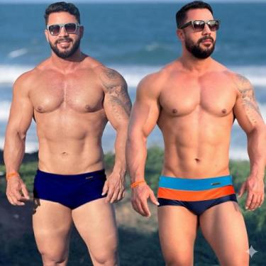 Imagem de Sunga Listrada Masculina Adulto Kit Hoggi Varias Cores verão, Laranja 