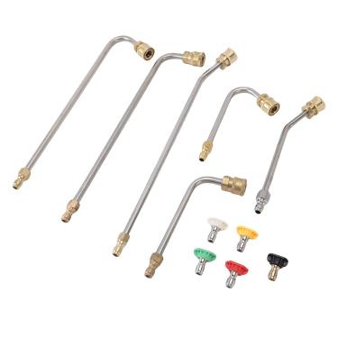 Imagem de WALFRONT Varinha de Extensão para Lavadora de Pressão, Aço Inoxidável, Conjunto de Bico de Varinha de Extensão, 30 ° 90 ° 120 °, Haste Curvada 4000 Psi