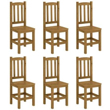 Imagem de Kit 6 Cadeiras Madeira Maciça Diamante Cor Nogueira Nemargi