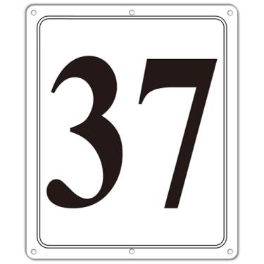 Imagem de i-CowFun Placa numerada de metal premium ao ar livre, refletiva 30,5 cm x 25,4 cm grandes placas numéricas de alumínio 37 para estacionamento, quadra de tênis, campo, armazém, corredor, edifício, doca