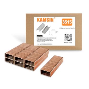 Imagem de KAMSIN Grampos Para Fechamento De Caixas Cobre Calibre 16 Grampeador Pneumático Ou Manual, 2.000 Unidades/Caixa, Comprimento 5/8'' (15 Mm)