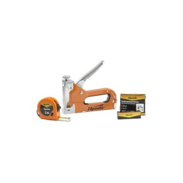 Imagem de Grampeador Para Tapeceiro com 100 Grampos, Compatível com Grampos 4mm/6mm/8mm, Estrutura Metálica, Preto, 12x2.5x18cm, 320g