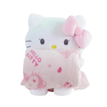 Imagem de Pelúcia com Manta Bebê Coral Fleece Turminha da Hello Kitty 100x75cm, 