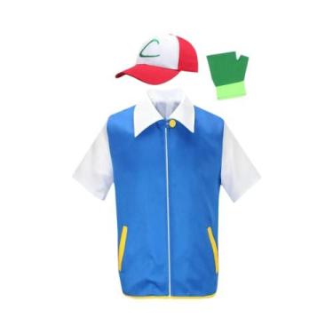 Imagem de Fantasia De Cosplay Do Ash Ketchum Do Pokémon Go Com Jaqueta Azul, Con