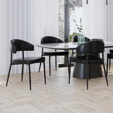 Imagem de Conjunto 4 Cadeiras de Jantar Bless Revestimento Sintético Est.Preta -