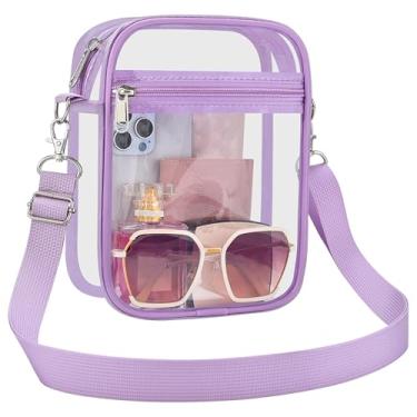 Imagem de UEASE Bolsa transparente aprovada pelo estádio para mulheres, bolsa transversal transparente para eventos em estádios, shows, festivais, Roxo claro, Small