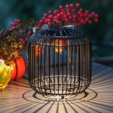 Imagem de Solar Yard Pacote com 1 lâmpada solar externa, luzes resistentes à água para pendurar no exterior, candeeiro de mesa, decoração para jardim, quintal, pátio, varanda, árvores, caminho, preto