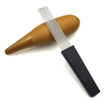 Imagem de HUIOP Guiro Instrumento com 1 raspador portátil em forma de peixe latino instrumento de percussão interessante ferramenta de treinamento musical Guiros profissional para iniciantes acompanhamento de