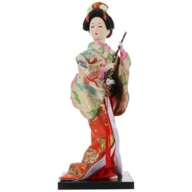 Imagem de Kichvoe Boneca Gueixa Folclórica Japonesa Artesanal Quimono de Seda Ornamento de Mesa Artesanato Asiático Estatueta para Decoração de Casa e Loja Presente