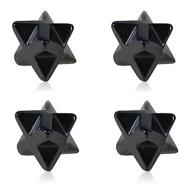 Imagem de Decoração de cristal 13 x 13 mm estrela rodonita estrela hexagonal quartzo natural pequeno bolso pedra decoração de mesa 1 peça preta