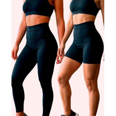 Imagem de Kit 1 Shorts 1 Legging Fitness Suplex Poliamida Zanca Modas Tamanho:GC