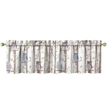 Imagem de Tapesb Coruja de cozinha saia engraçada pequena janela drapeada sobre pia decoração essencial adequado para cozinha, quarto, lavanderia, 46 x 137 cm