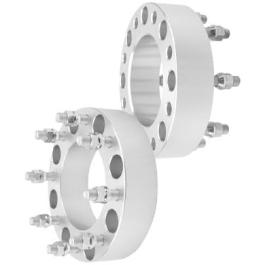 Imagem de IRONTEK Espaçadores de roda 8 x 180 mm compatíveis com Chevrolet Silverado 1500 2500 3500, para Chevrolet Suburban 2500; para GMC Savana 3500, Sierra, 8 x 6,5 cm passo de rosca M14 x 1,5 furo do cubo