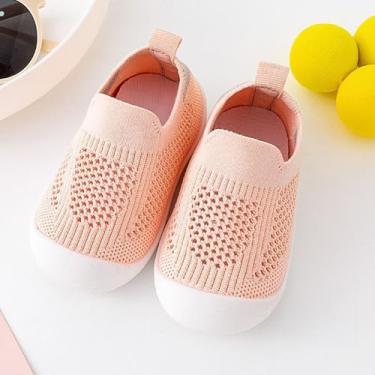 Imagem de Sapatos e meias de bebê para meninos e meninas - Tênis antiderrapante respirável com sola de borracha macia, rosa, 14