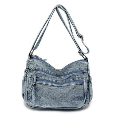 Imagem de WIGUYUN Bolsas e bolsas de ombro femininas jeans, bolsa mensageiro casual bolsa tiracolo bolsa Hobo diária, G - azul, One Size, Vintage