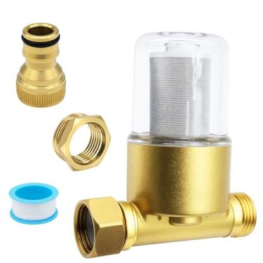 Imagem de Filtro de sedimentos em linha de latão reutilizável (40 mícrons) – Sistema universal de filtragem de água para máquina de lavar, aquecedor, jardim, trailer | Evita o amarelecimento da roupa, pele seca
