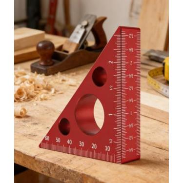 Imagem de Régua triangular engrossada de layout de 45/90 graus, régua de medição triangular de escalas imperiais e métricas, 1 peça