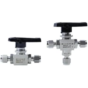 Imagem de 3000psi 3 6 8 10 12 mm 1/20.3 cm 1/10.2 cm 3/20.3 cm 1/5.1 cm camiseta reta de compressão 3 vias válvula de esfera de aço inoxidável 316 para comutação de caminho de gás (10 mm, reto)