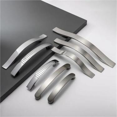 Imagem de Puxadores e puxadores de porta de armário de cozinha cromados de liga de alumínio simples puxadores de gaveta ferragens 1 peça (2-128 mm)