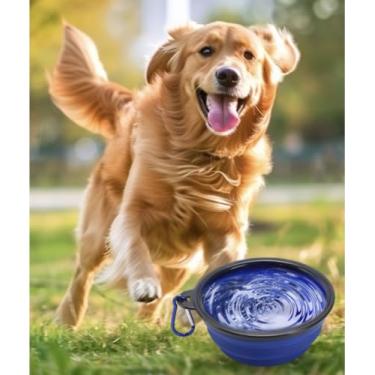 Imagem de Tigela dobrável para cães de 1000 ml – Tigela de água portátil para ração para animais de estimação com mosquetão – dobrável para caminhadas, acampamento, uso diário