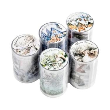 Imagem de Fita Washi PET Com Cenário De Inverno 60mm X 2m Adesivos Decorativos P