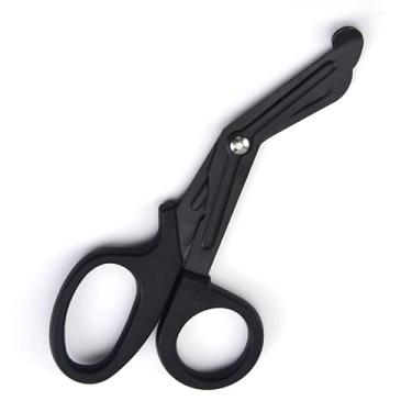 Imagem de Solinder Tesoura de Botão, Tesoura de Bandagem Aço Inoxidável, Multiuso Portátil Com Lâmina Afiada Serrilhada, para Cortar Gaze, Ataduras, Lona, ​​lã, Fácil Limpar, Fácil (Preta)