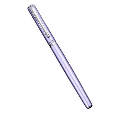 Imagem de GAFNED Caneta-tinteiro de ponta extra fina de 0,38 mm de qualidade para finanças, canetas de tinta de metal, material escolar de escritório (roxa)