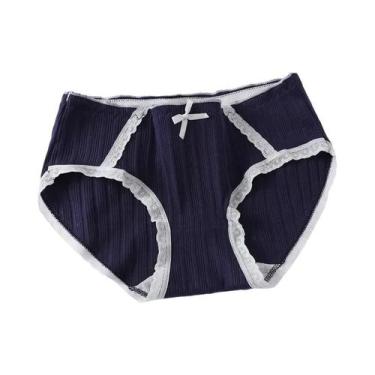 Imagem de Calcinhas De Algodão Para Meninas Com Estampa De Laço Respirável Leve 