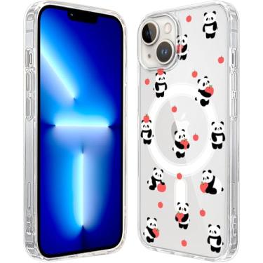 Imagem de LuGeKe Capa para iPhone 16 Pro Max, Apple Panda compatível com acessórios MagSafe, capa protetora de telefone transparente fina à prova de choque para mulheres