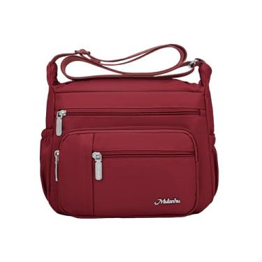 Imagem de Wytidian Bolsas CrossbodyBags femininas de nylon à prova d'água Bolsas de ombro espaçosas com vários bolsos, Vermelho, Medium, Bolsas transversais femininas